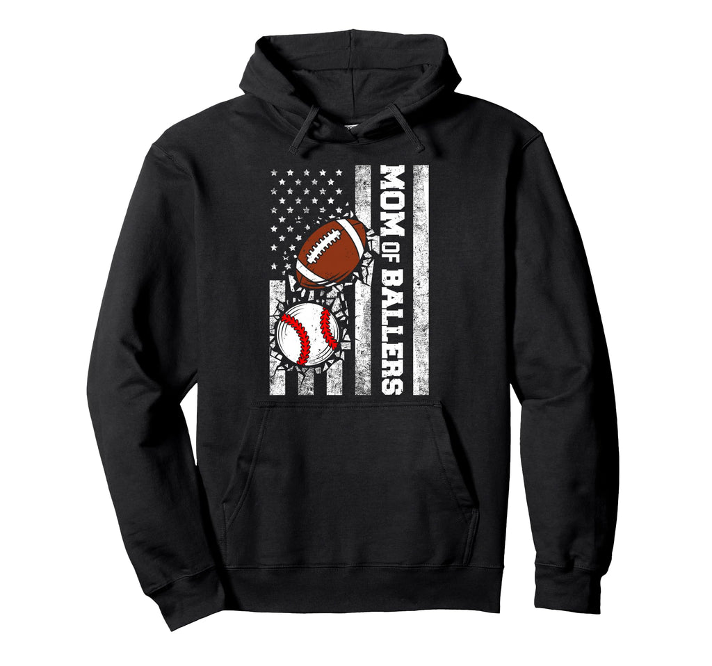 Mom Ballers Funny Usa Flag Football Hoodie - Minimalist Print Men Women - T-Shirt, Sweatshirt, Hoodie