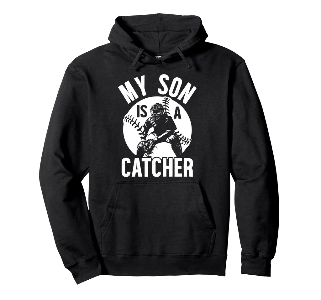 My Son Is Baseball Catcher Mom Baseball Hoodie - Graphic Print for Adults - T-Shirt, Sweatshirt, Hoodie