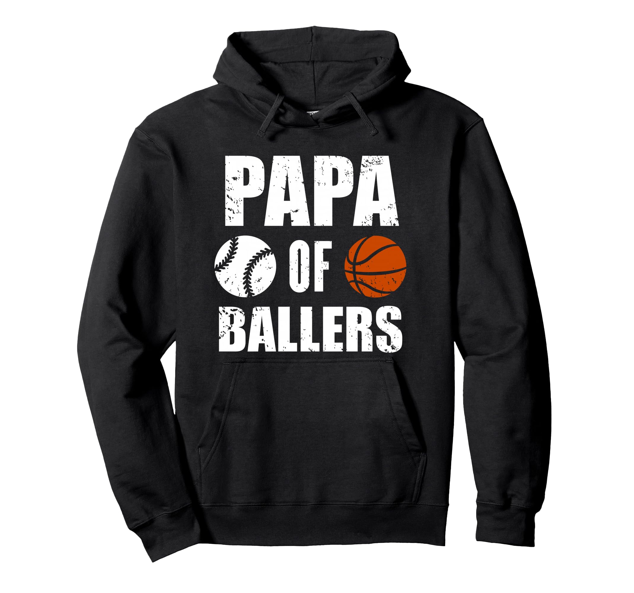 Papa Ballers Funny Baseball Basketball Hoodie - Unique Graphic for Adults - T-Shirt, Sweatshirt, Hoodie