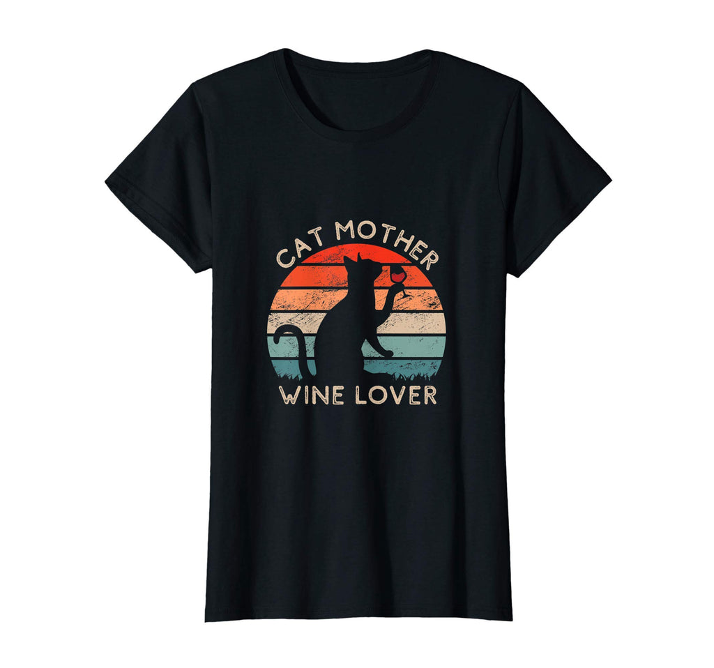 Cat Mother Wine Lover Sunset Cat T-Shirt - Graphic Print Men Women - T-Shirt, Sweatshirt, Hoodie