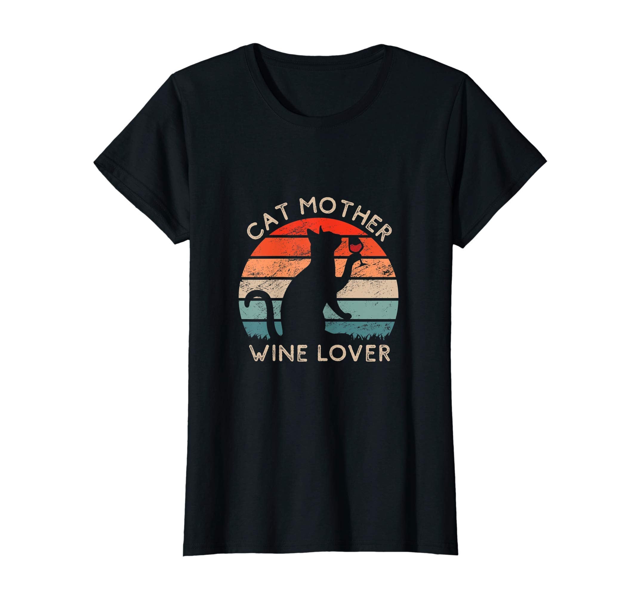 Cat Mother Wine Lover Sunset Cat T-Shirt - Graphic Print Men Women - T-Shirt, Sweatshirt, Hoodie