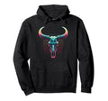 Longhorn Skull Vaporwave Cow Cattle Art Hoodie - Custom Art Print Unisex - T-Shirt, Sweatshirt, Hoodie