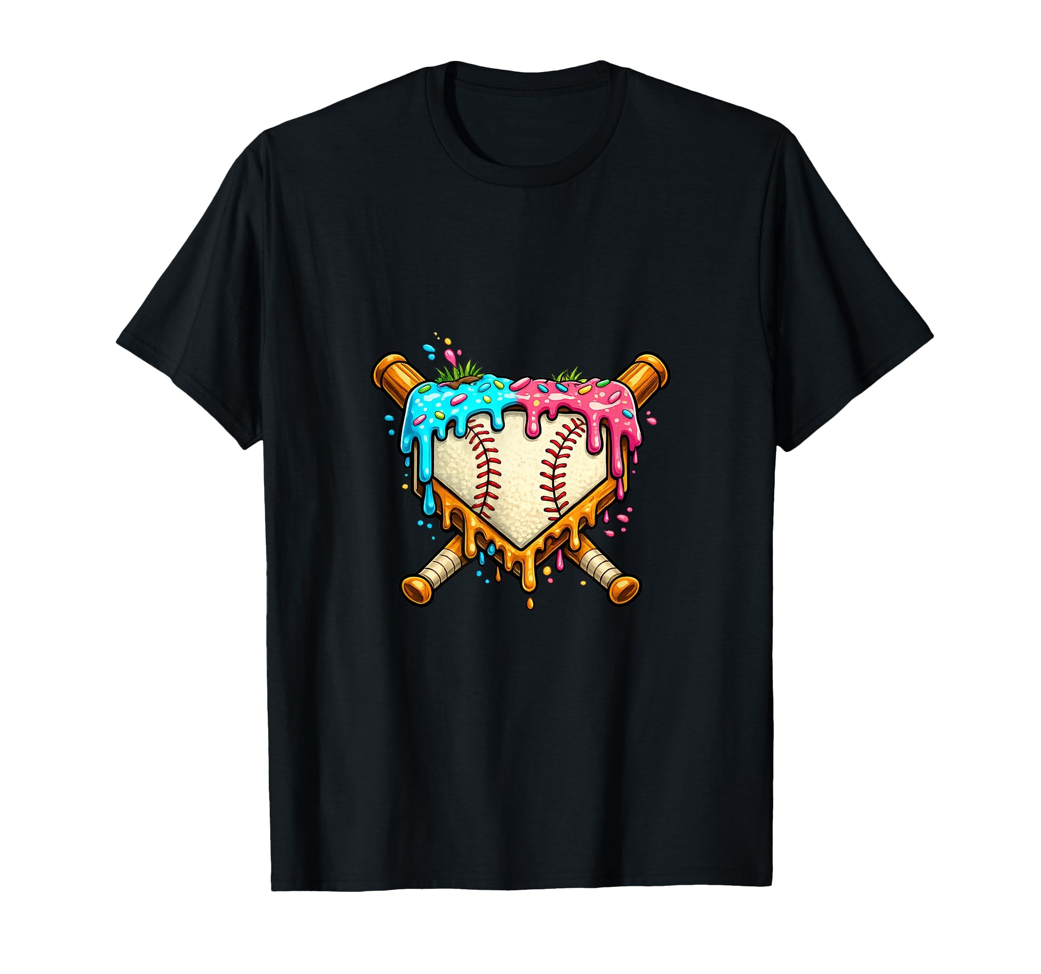 Baseball Drip Ice Cream Dripping T-Shirt - Fun Novelty Design Unisex - T-Shirt, Sweatshirt, Hoodie