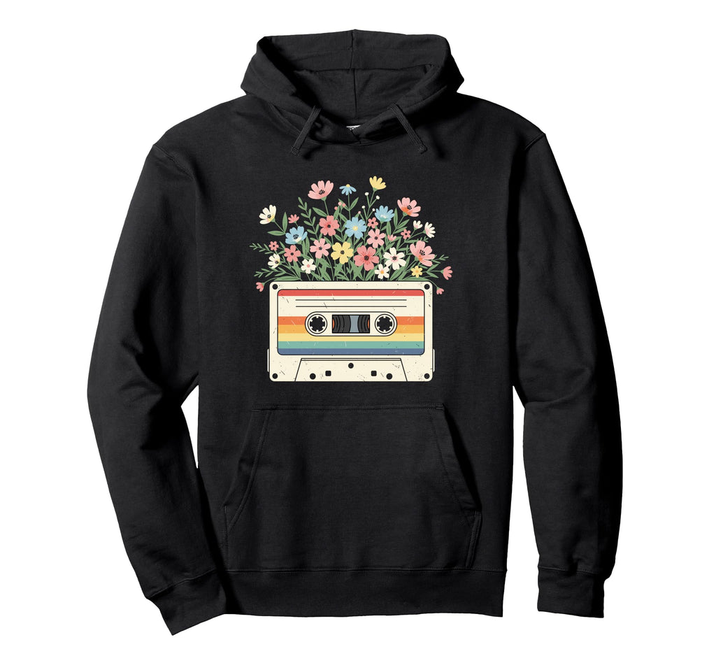 70S 80S Tape Cassette Wildflowers Hoodie - Graphic Print Men Women - T-Shirt, Sweatshirt, Hoodie