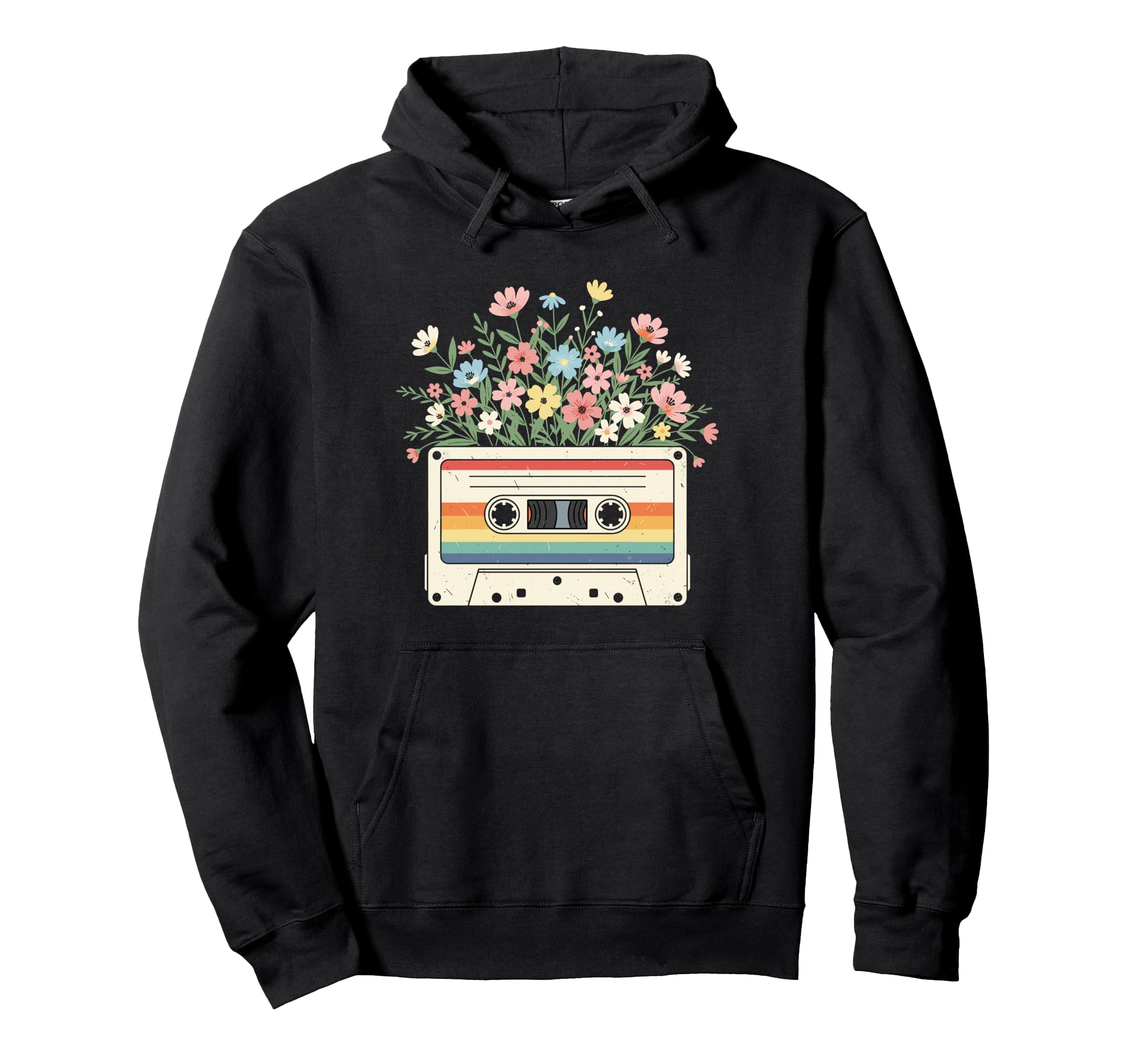 70S 80S Tape Cassette Wildflowers Hoodie - Graphic Print Men Women - T-Shirt, Sweatshirt, Hoodie