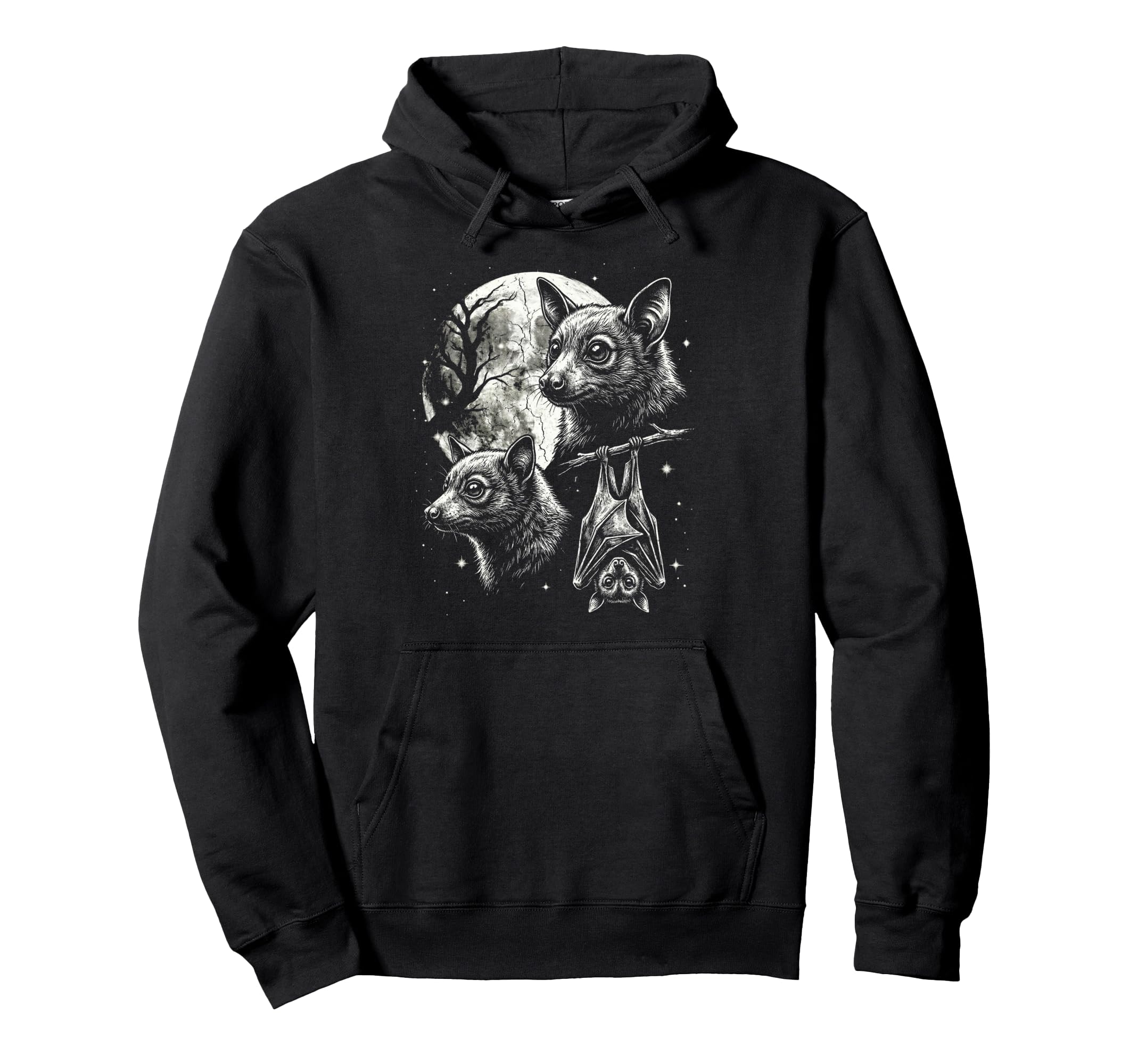 Bat 90S Aesthetic Y2K Bat Moon Hoodie - Unique Graphic Men Women - T-Shirt, Sweatshirt, Hoodie