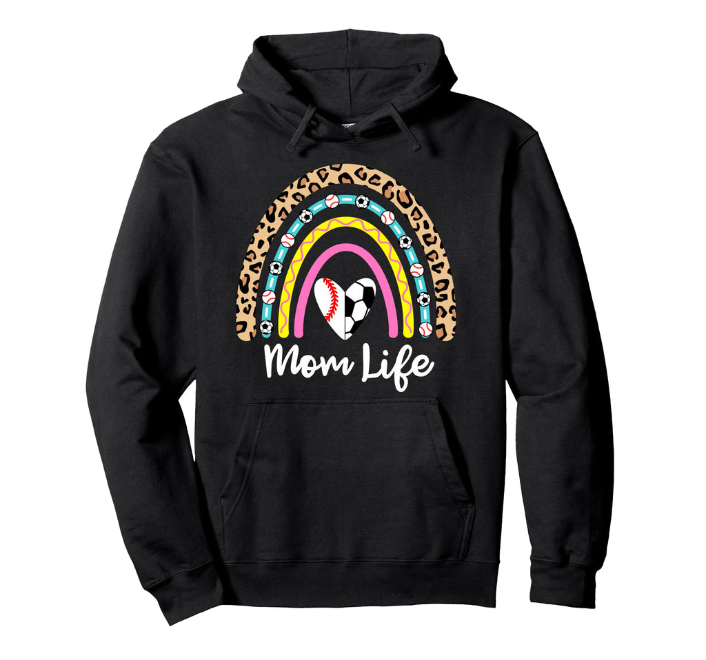 Soccer Baseball Mom Boho Rainbow Funny Hoodie - Trendy Graphic Unisex - T-Shirt, Sweatshirt, Hoodie