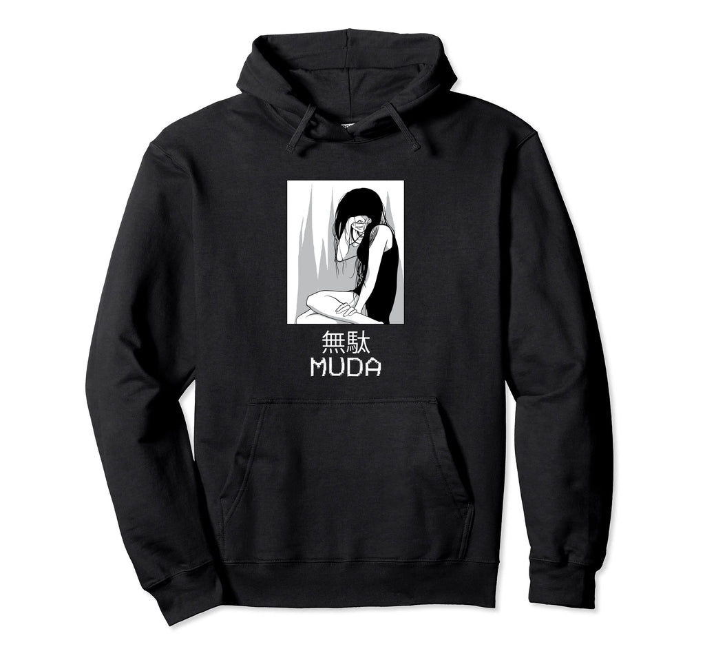 Emo Anime Japanese Vaporwave Aesthetic Muda Hoodie - Unique Graphic Unisex - T-Shirt, Sweatshirt, Hoodie