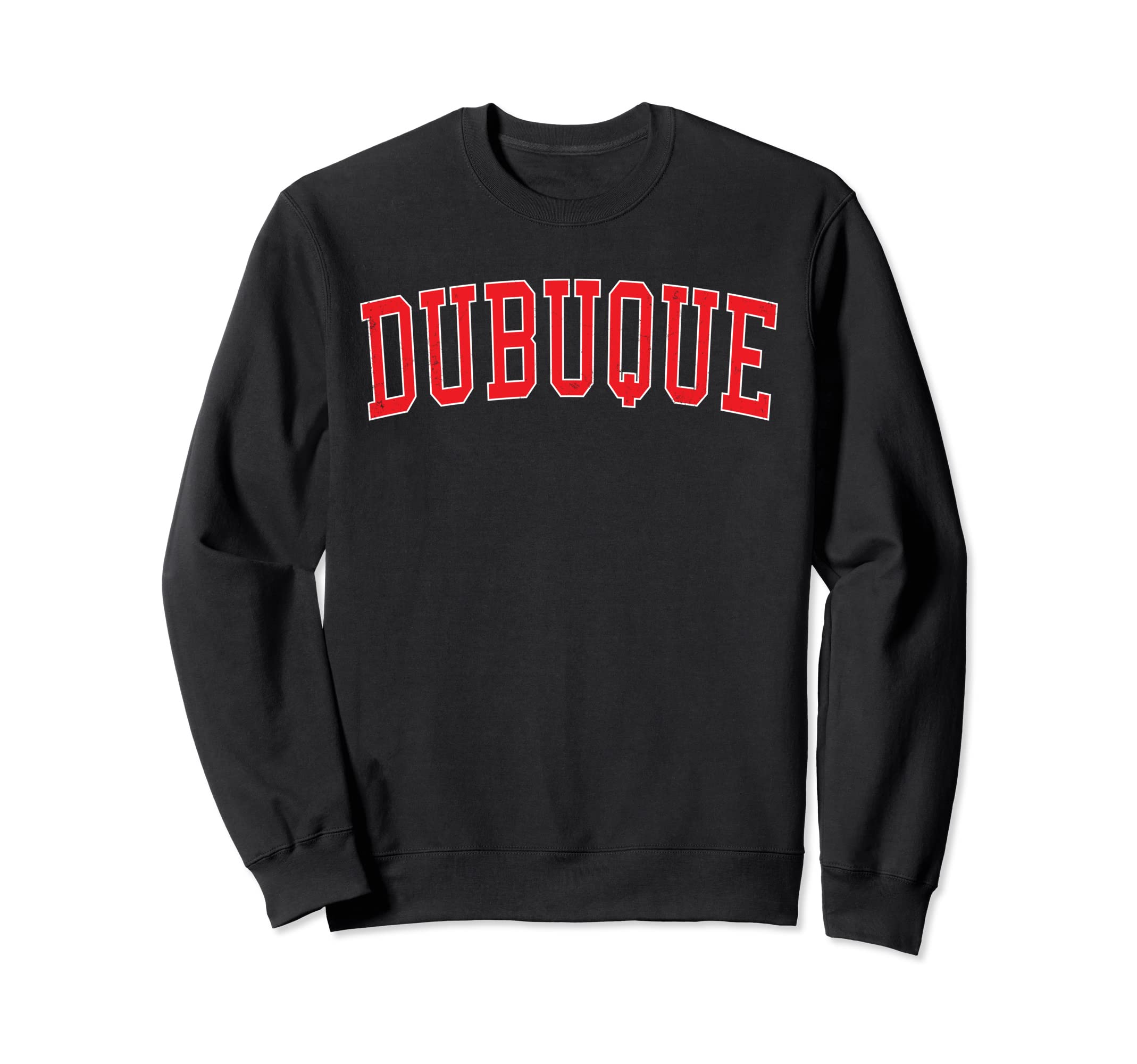 Dubuque Ia Varsity Red Text Sweatshirt - Minimalist Print Unisex - T-Shirt, Sweatshirt, Hoodie