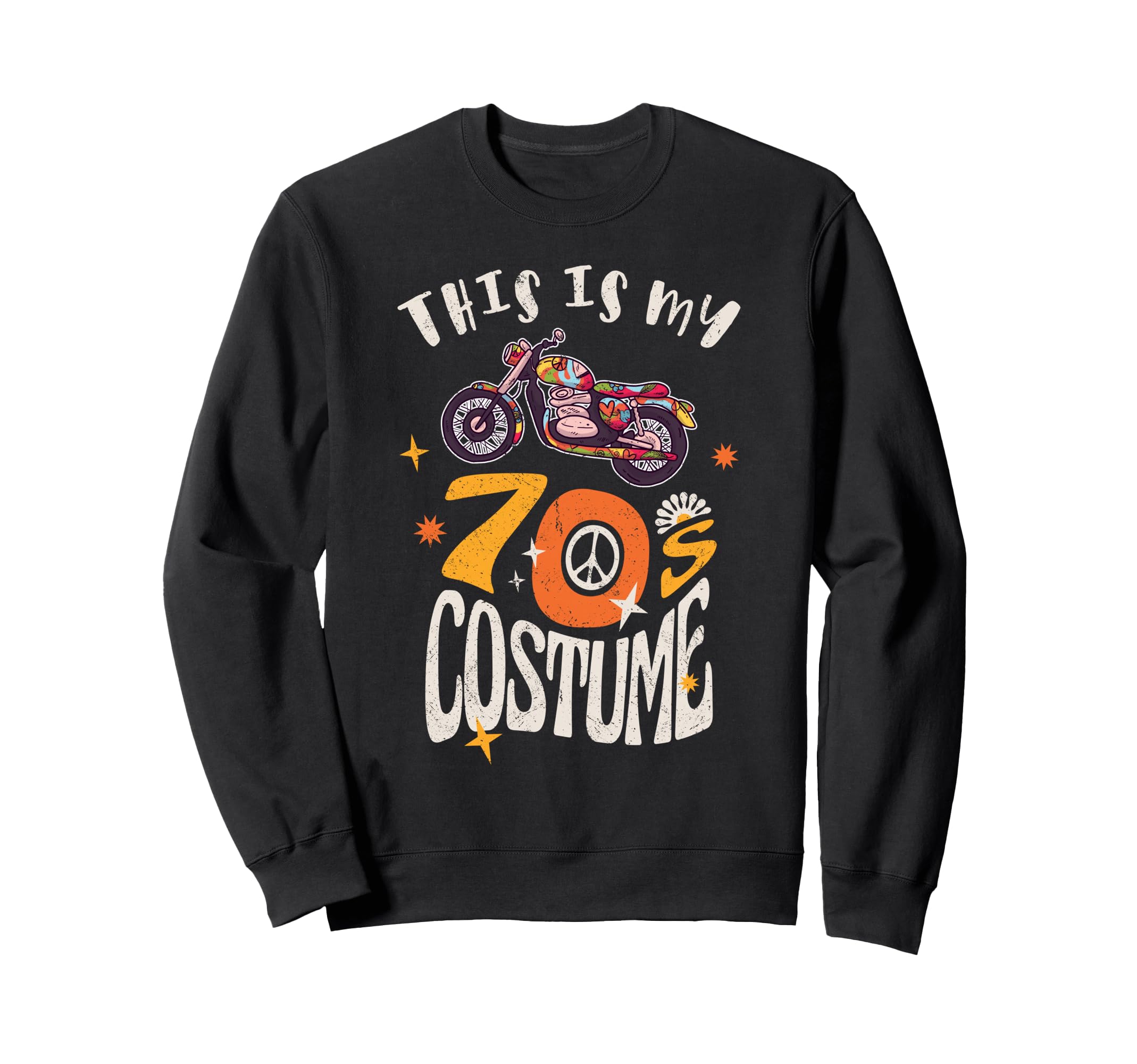 70S Costume Hippie Motorcycle Vibes Sweatshirt - Unique Graphic Men Women - T-Shirt, Sweatshirt, Hoodie