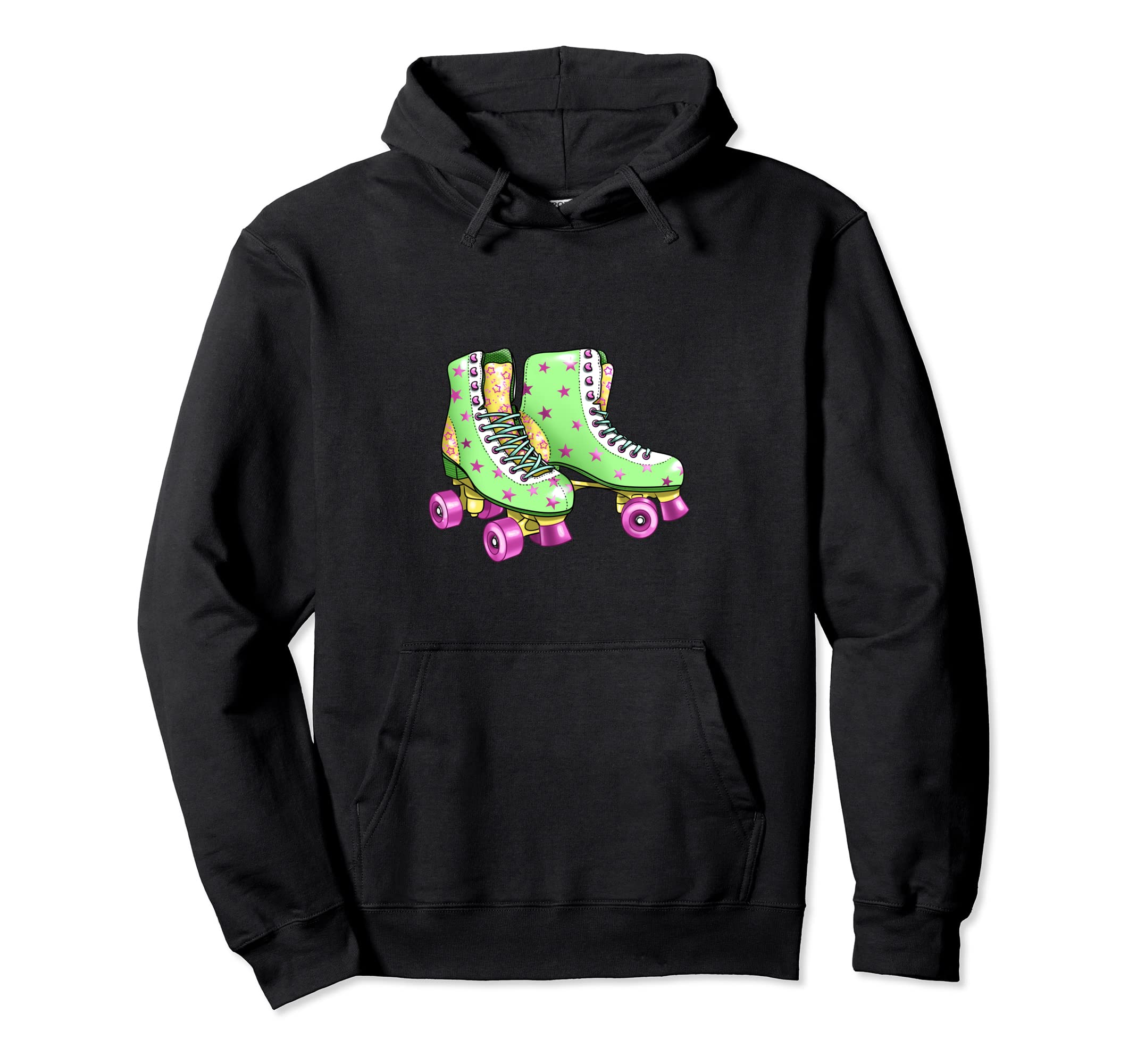 Roller Skates Stars Green Roller Hoodie - Unique Graphic Unisex - T-Shirt, Sweatshirt, Hoodie