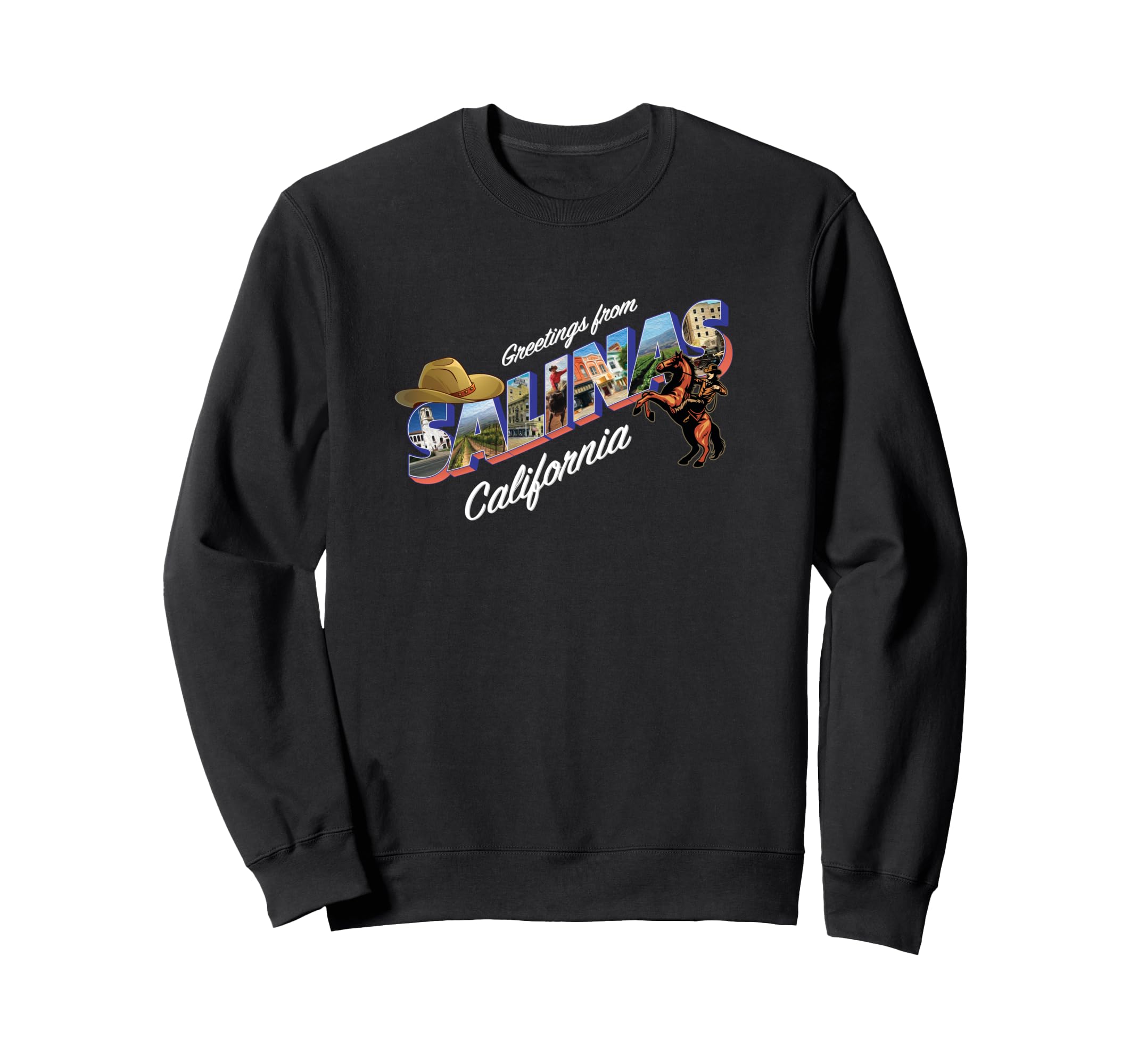 Salinas California Large Letter Postcard Sweatshirt - Trendy Graphic Unisex - T-Shirt, Sweatshirt, Hoodie