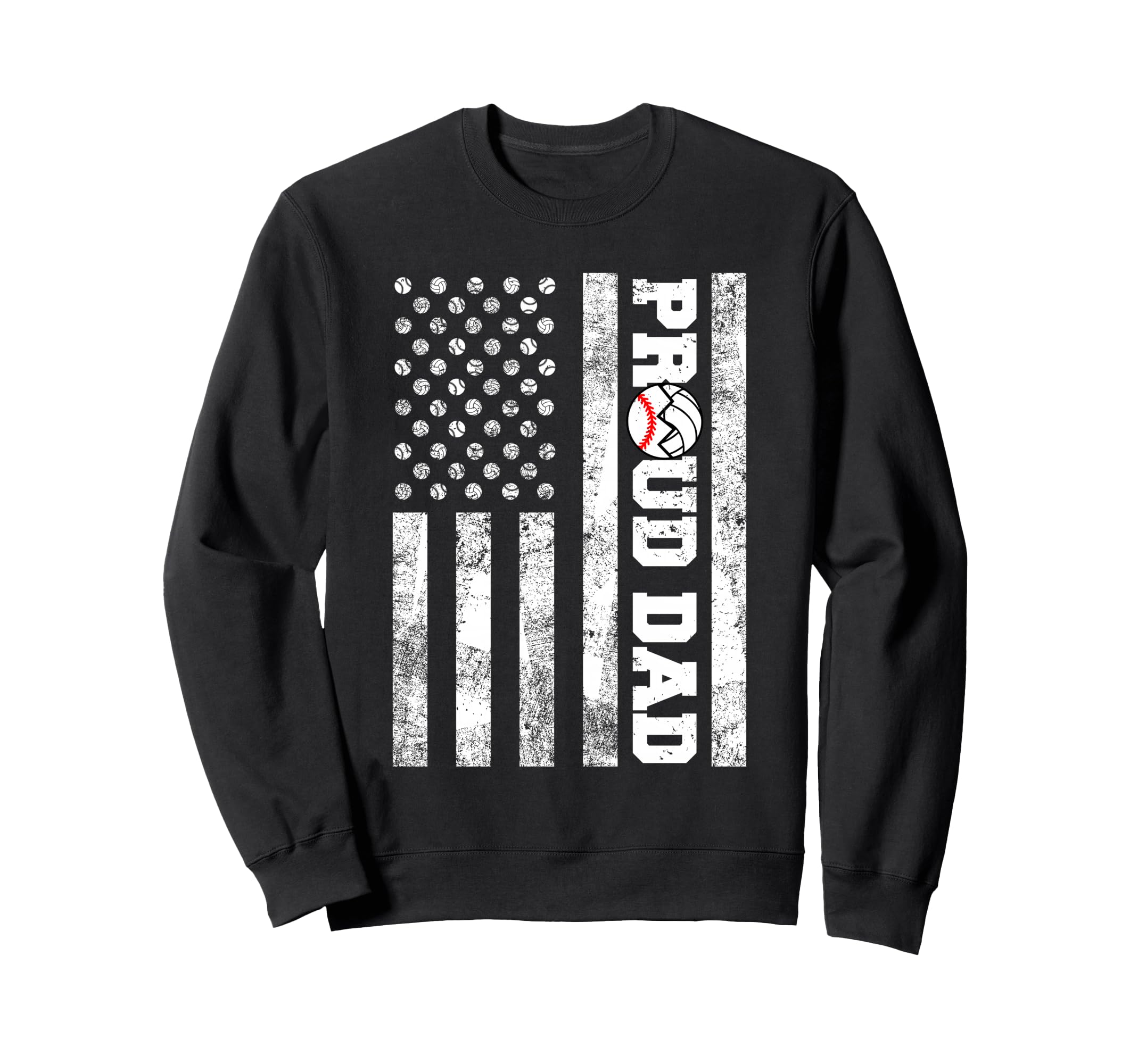 Proud Dad American Flag Funny Baseball Sweatshirt - Graphic Print Unisex - T-Shirt, Sweatshirt, Hoodie