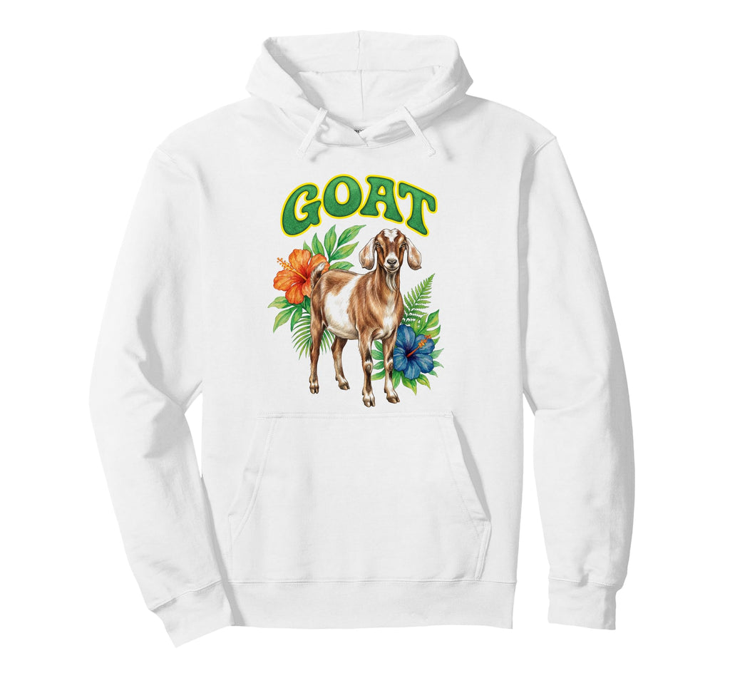 Goat Groovy Floral Goat Watercolor Boho Hoodie - Fun Novelty Design Unisex - T-Shirt, Sweatshirt, Hoodie