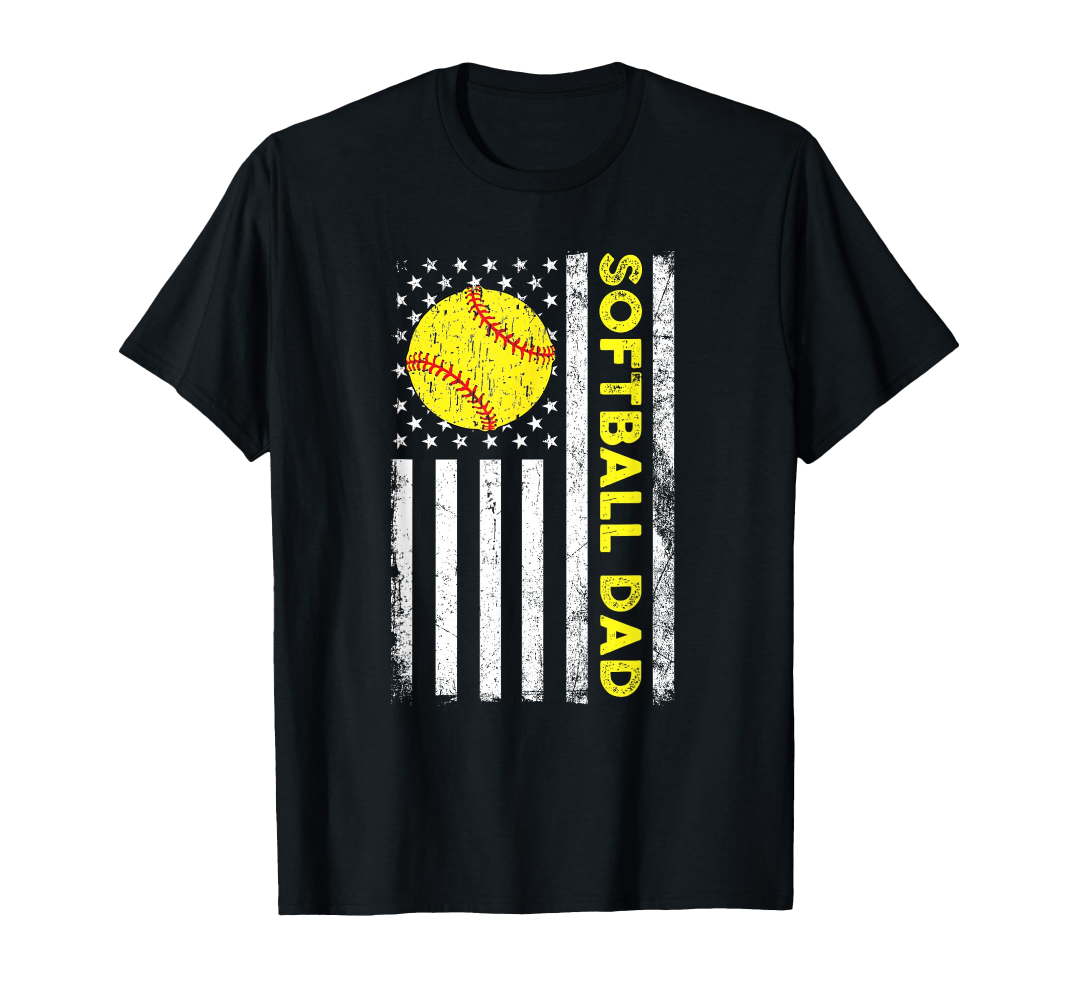 Softball Dad Distressed American T-Shirt - Custom Art Print for Adults - T-Shirt, Sweatshirt, Hoodie