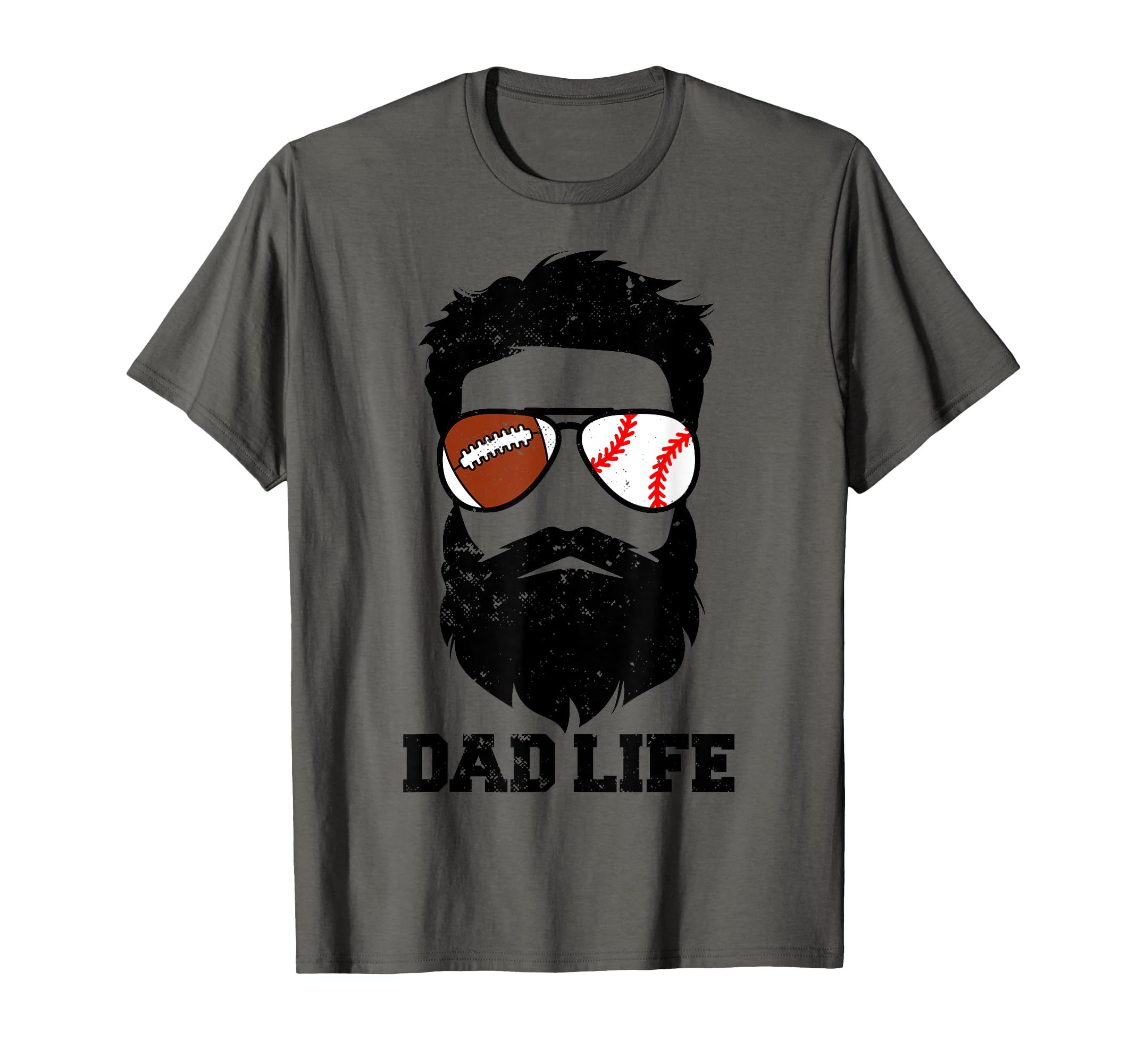 Football Baseball Dad Messy Hair Beard T-Shirt - Unique Graphic Men Women - T-Shirt, Sweatshirt, Hoodie