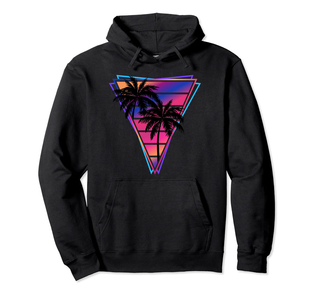 Synthwave Vaporwave Triangle Palm Trees Hoodie - Minimalist Print Unisex - T-Shirt, Sweatshirt, Hoodie