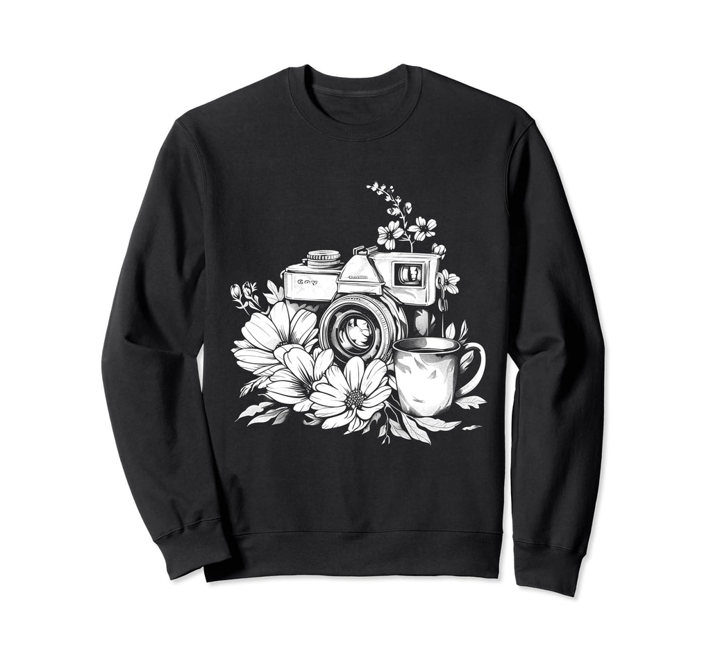 Photographer Coffee Camera Sweatshirt - Aesthetic Graphic Men Women - T-Shirt, Sweatshirt, Hoodie