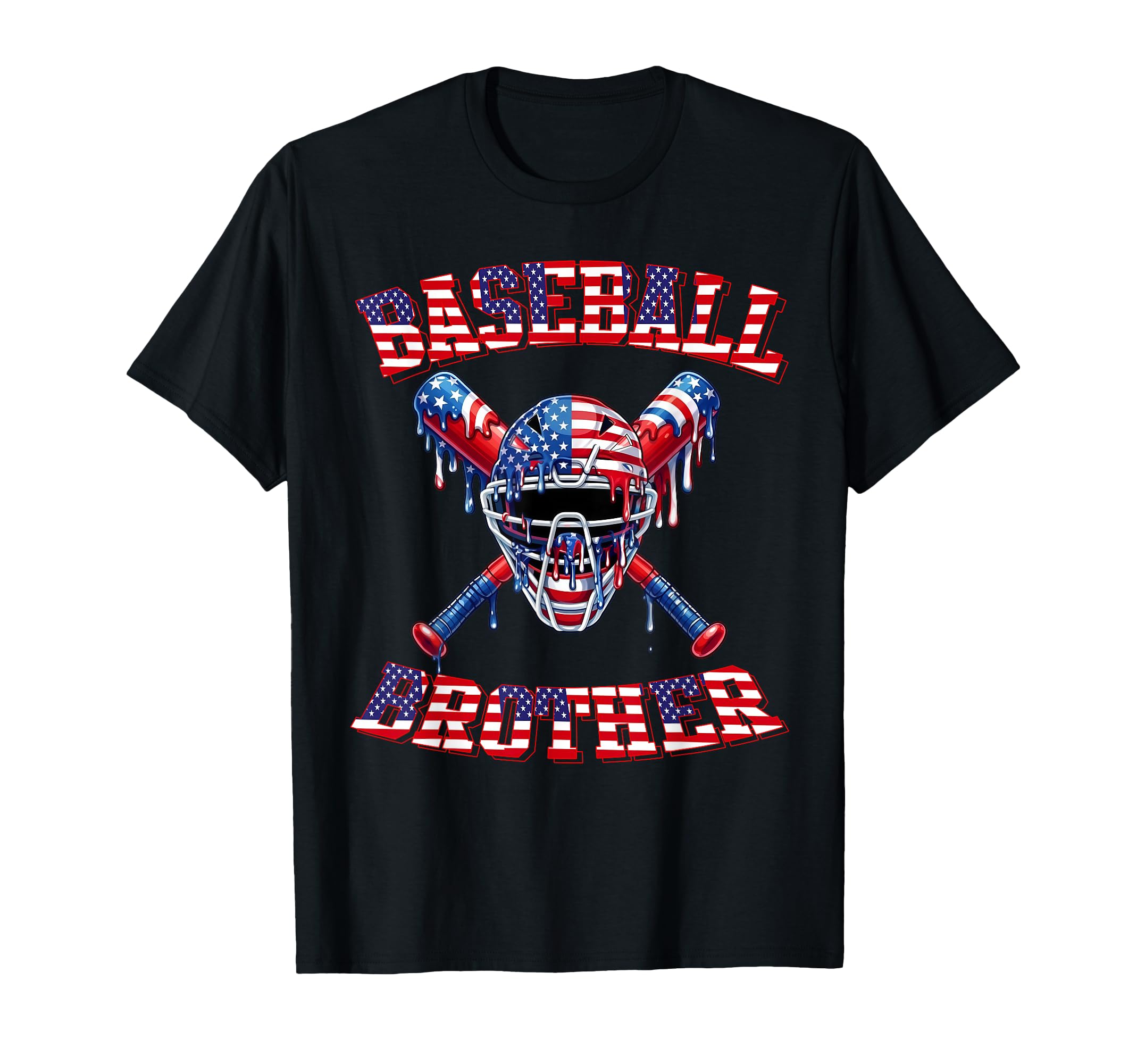Baseball Brother Patriotic Drip Usa Flag T-Shirt - Unique Graphic Unisex - T-Shirt, Sweatshirt, Hoodie