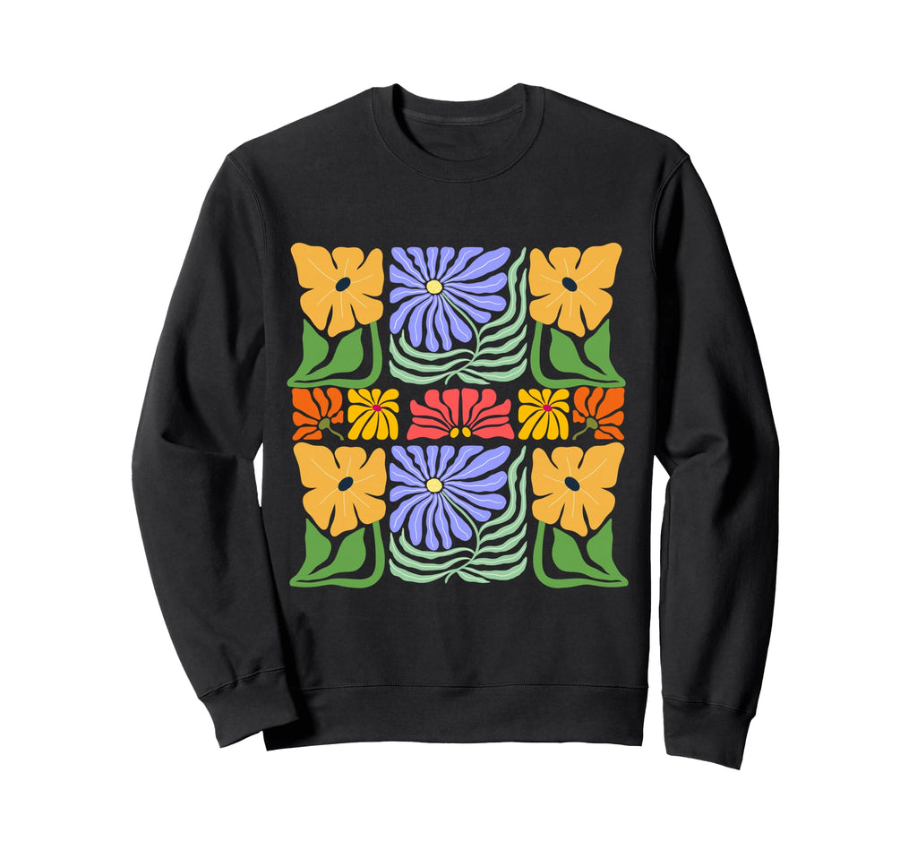 Groovy Botanical Abstract Floral Sweatshirt - Unique Graphic for Adults - T-Shirt, Sweatshirt, Hoodie