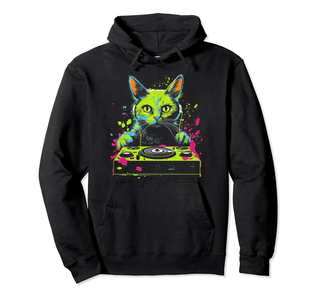 Kawaii Cat Dj Japanese Edm Y2K Aesthetic Hoodie - Graphic Print for Adults - T-Shirt, Sweatshirt, Hoodie