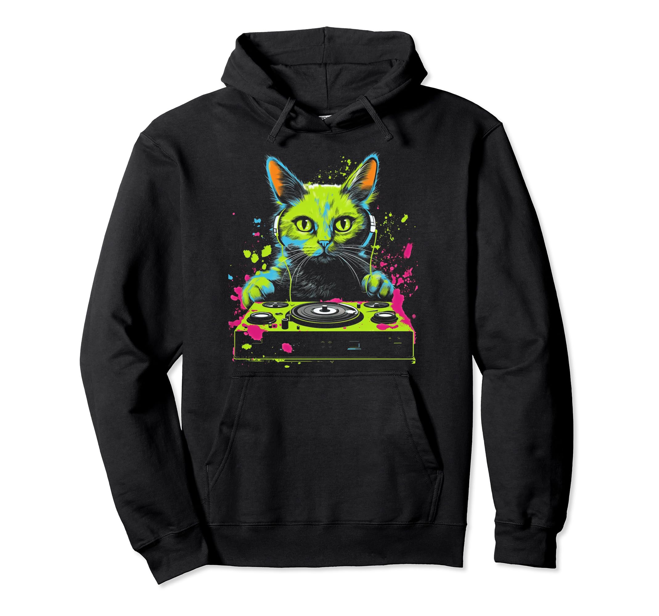 Kawaii Cat Dj Japanese Edm Y2K Aesthetic Hoodie - Graphic Print for Adults - T-Shirt, Sweatshirt, Hoodie