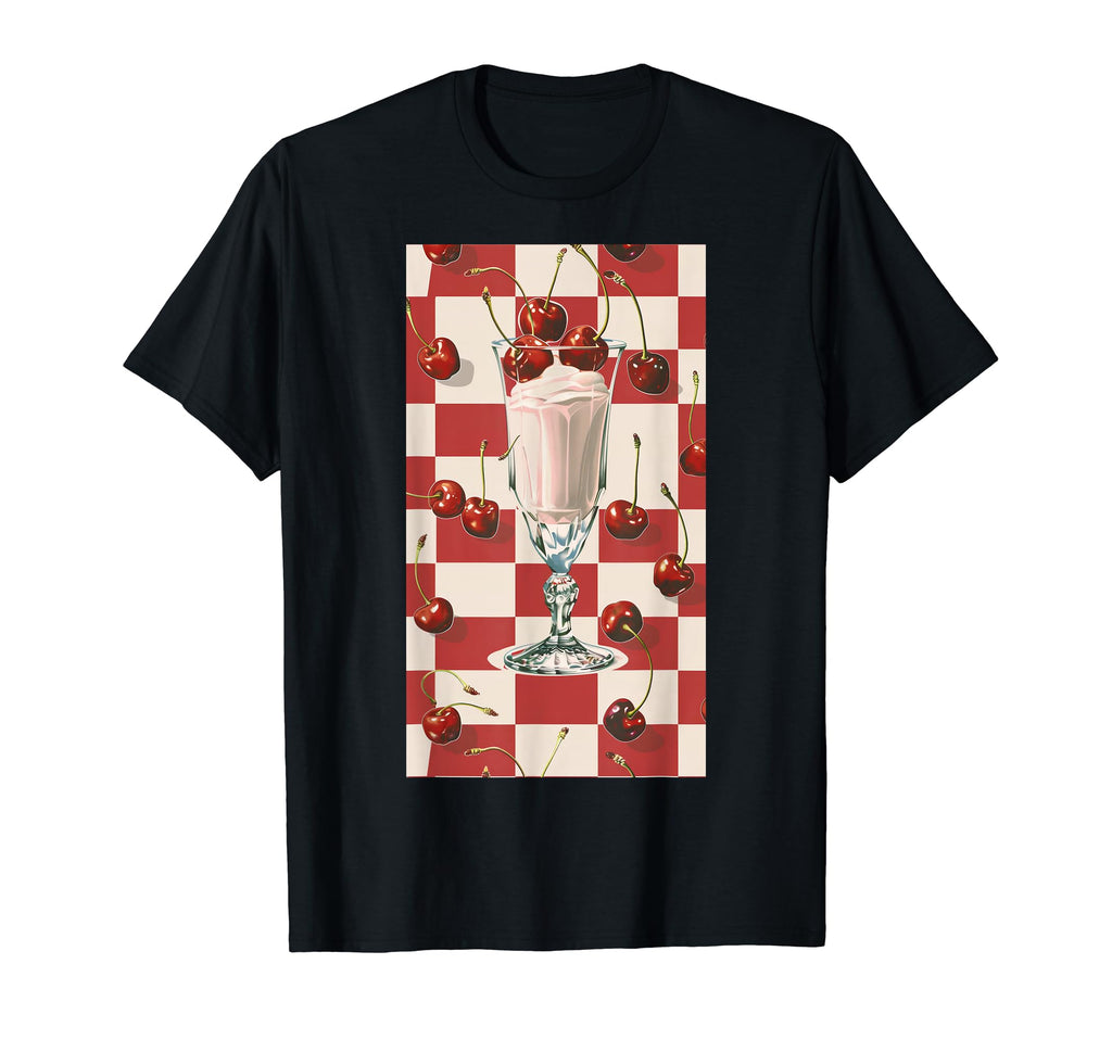 50S Diner Inspired Cherry Pattern Cherry T-Shirt - Novelty Apparel Unisex - T-Shirt, Sweatshirt, Hoodie