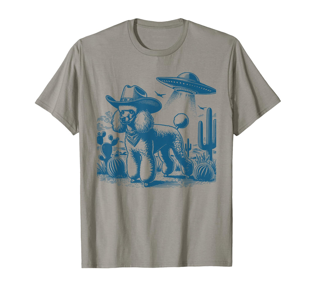 Poodle Ufo Western Poodle Wild West T-Shirt - Novelty Apparel Men Women - T-Shirt, Sweatshirt, Hoodie