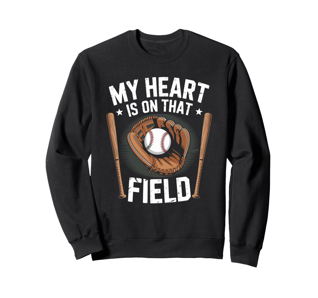 Baseball Player Mom And Dad My Heart Sweatshirt - Novelty Apparel Unisex - T-Shirt, Sweatshirt, Hoodie