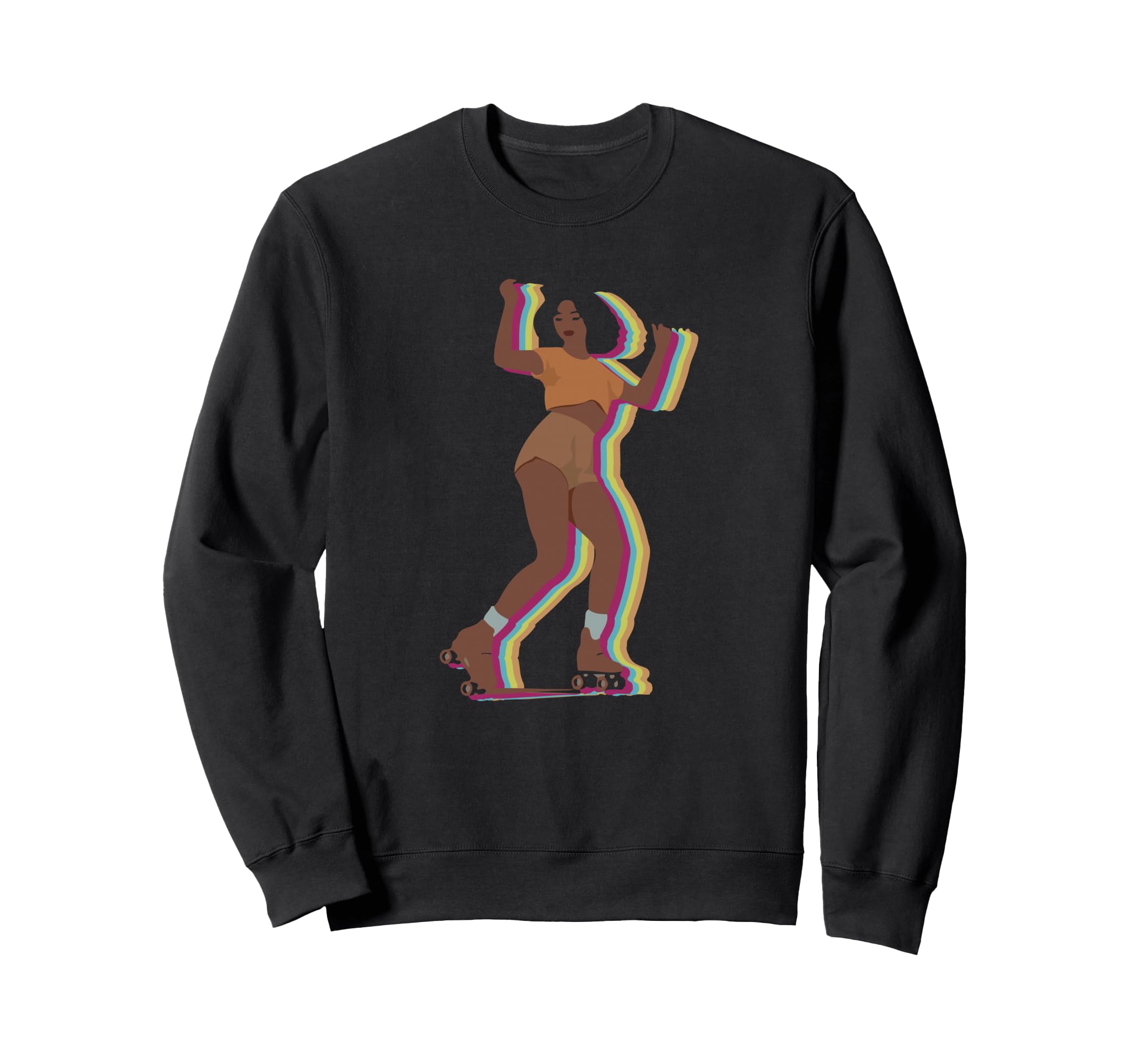 Womens 70S 80S Roller Skating Afro Sweatshirt - Graphic Print for Adults - T-Shirt, Sweatshirt, Hoodie