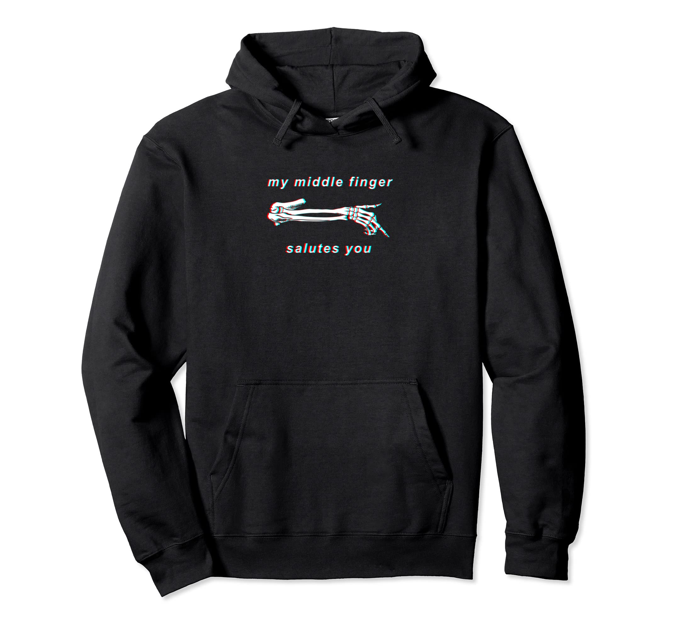 Middle Finger Aesthetic Glitch Vaporwave Hoodie - Minimalist Print Unisex - T-Shirt, Sweatshirt, Hoodie