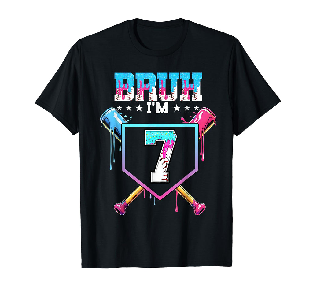 Bruh 7Th Birthday Baseball Ice Cream T-Shirt - Custom Art Print Men Women - T-Shirt, Sweatshirt, Hoodie