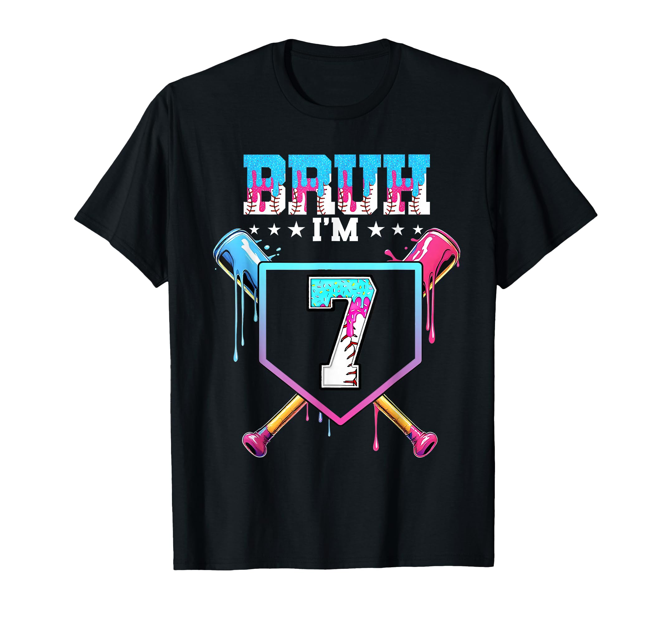 Bruh 7Th Birthday Baseball Ice Cream T-Shirt - Custom Art Print Men Women - T-Shirt, Sweatshirt, Hoodie