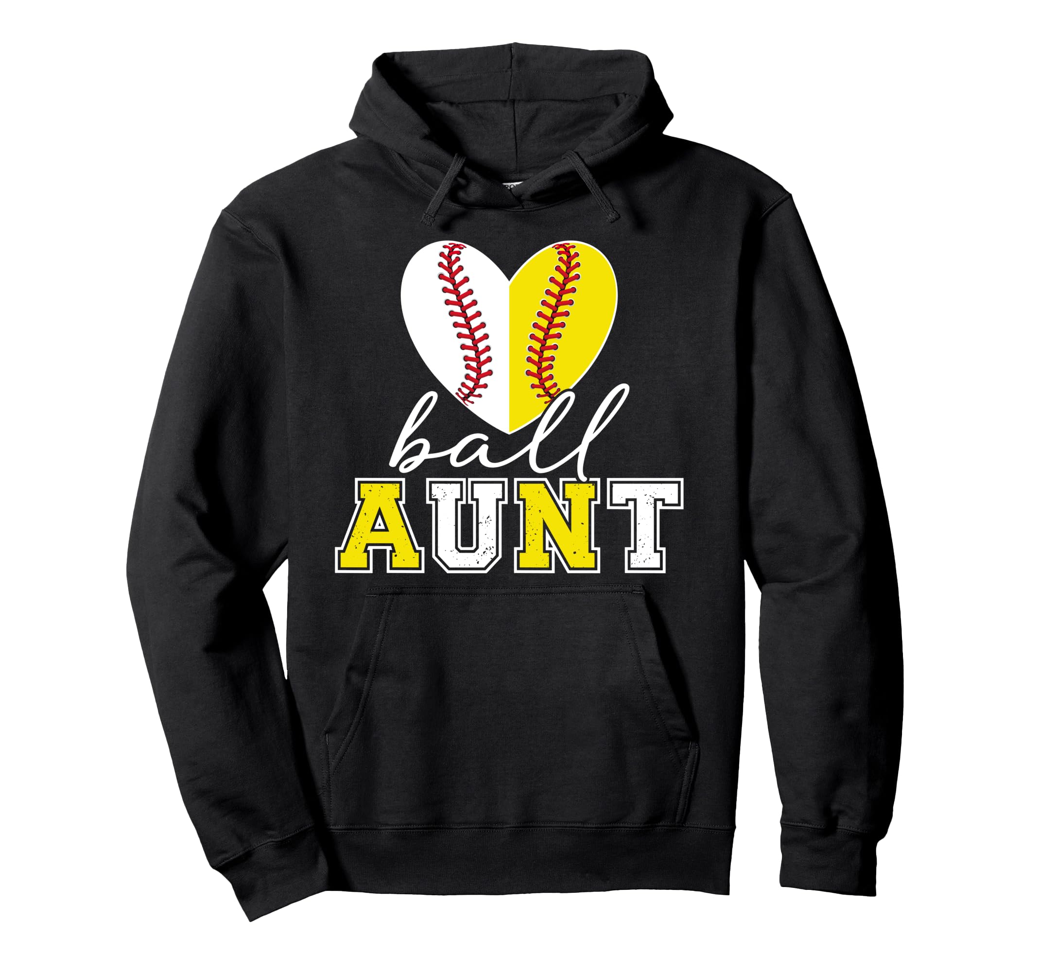 Ball Aunt Heart Softball Baseball Aunt Hoodie - Novelty Apparel Men Women - T-Shirt, Sweatshirt, Hoodie