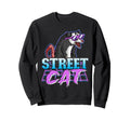 Street Cat Synthwave Retrowave Pastel Sweatshirt - Minimalist Print Unisex - T-Shirt, Sweatshirt, Hoodie