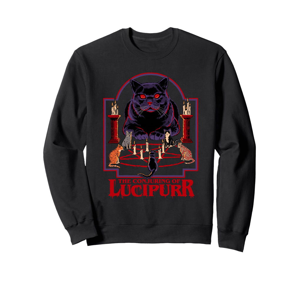 Steven Rhodes Conjuring Lucipurr Dark Sweatshirt - Graphic Print for Adults - T-Shirt, Sweatshirt, Hoodie