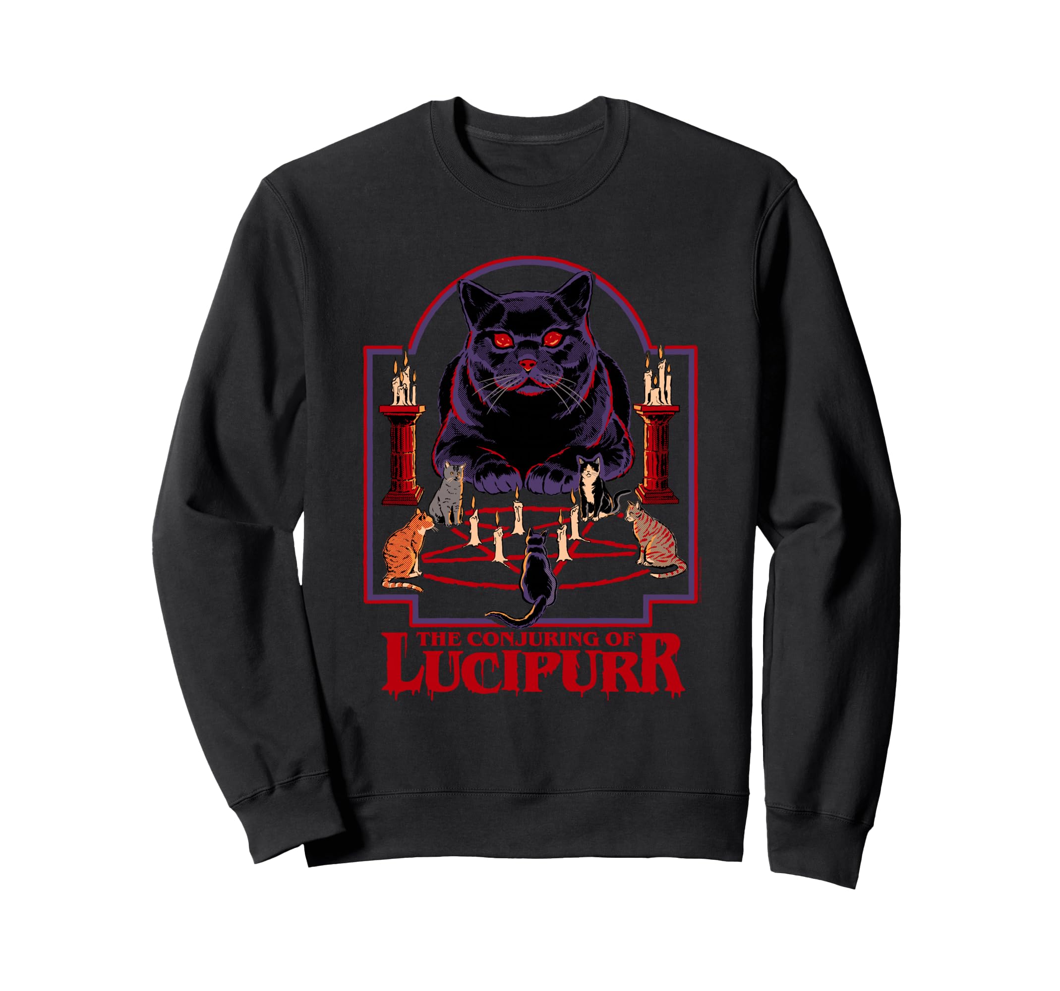 Steven Rhodes Conjuring Lucipurr Dark Sweatshirt - Graphic Print for Adults - T-Shirt, Sweatshirt, Hoodie