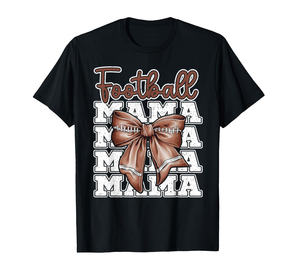Football Mama Coquette Bow Sport Mom T-Shirt - Trendy Graphic for Adults - T-Shirt, Sweatshirt, Hoodie