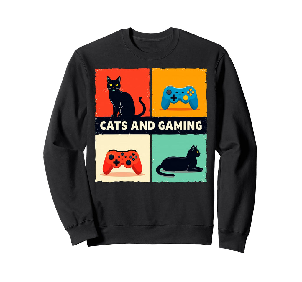 Games Gamer Cats And Gaming Cat Video Sweatshirt - Streetwear Style Unisex - T-Shirt, Sweatshirt, Hoodie