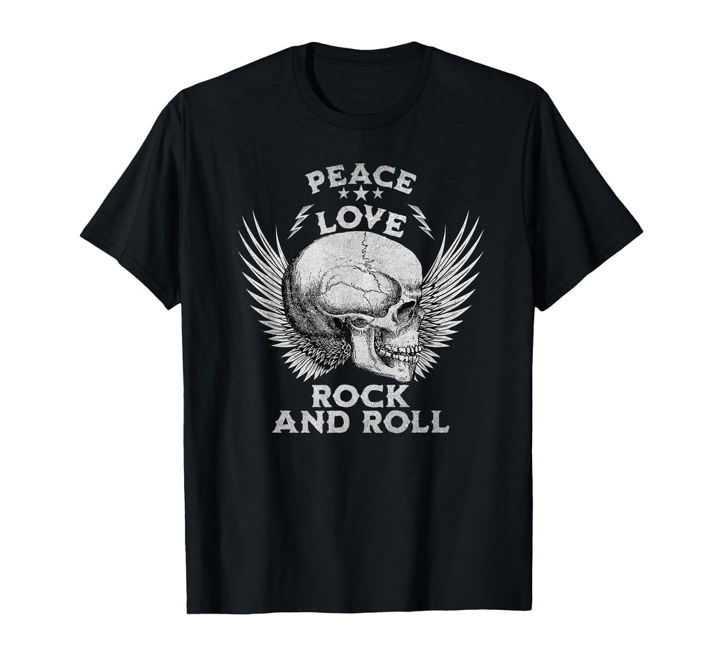 Peace Love Rock And Roll Distressed T-Shirt - Custom Art Print for Adults - T-Shirt, Sweatshirt, Hoodie