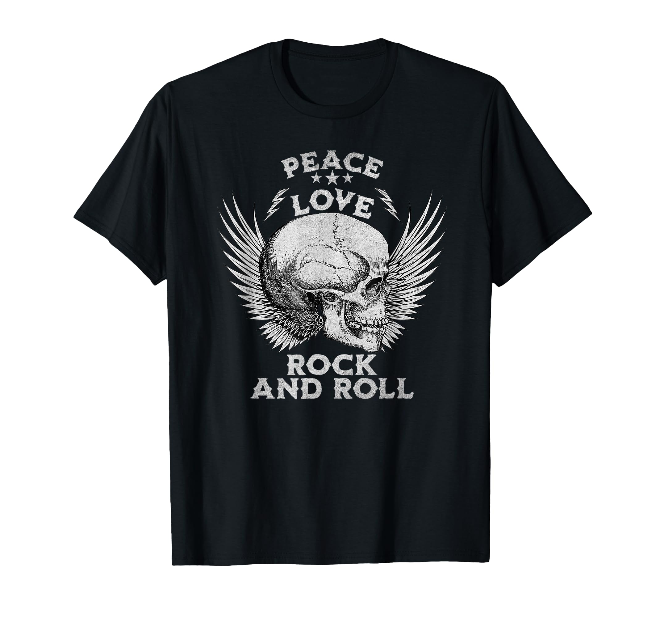 Peace Love Rock And Roll Distressed T-Shirt - Custom Art Print for Adults - T-Shirt, Sweatshirt, Hoodie