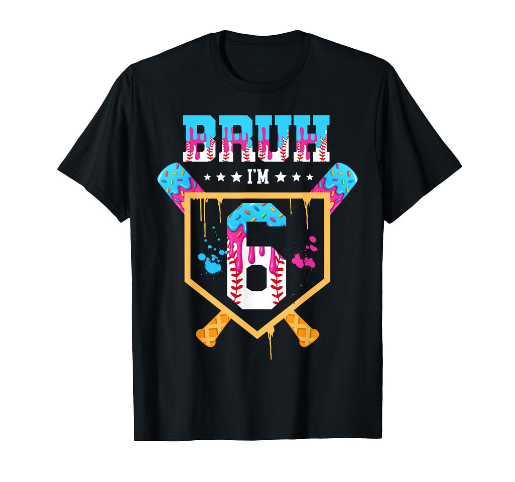 Baseball 6 Year Old Ice Cream Drip 6Th T-Shirt - Novelty Apparel Men Women - T-Shirt, Sweatshirt, Hoodie