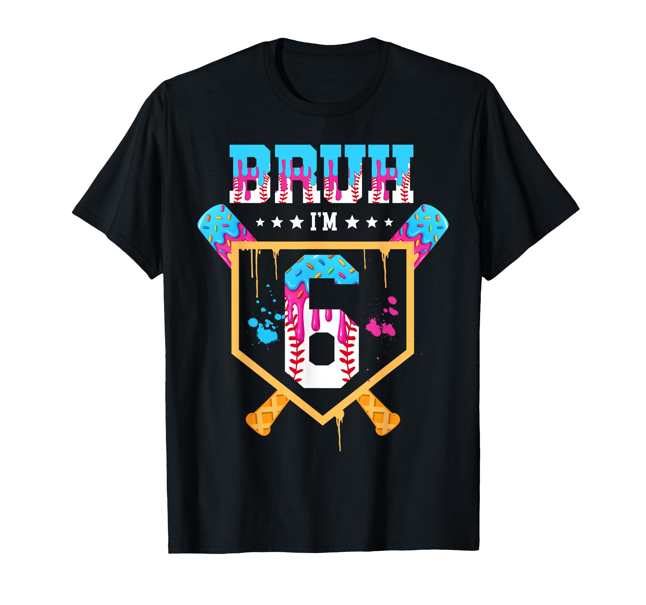 Baseball 6 Year Old Ice Cream Drip 6Th T-Shirt - Novelty Apparel Men Women - T-Shirt, Sweatshirt, Hoodie