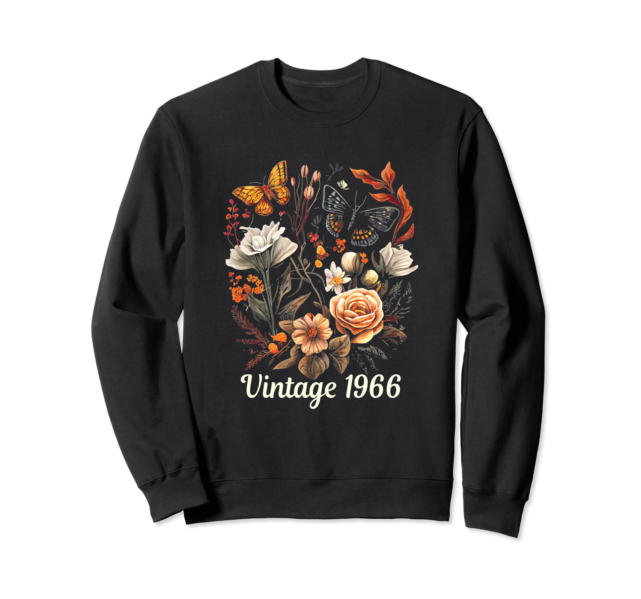 1966 Boho Rose Floral Flower Sweatshirt - Novelty Apparel for Adults - T-Shirt, Sweatshirt, Hoodie