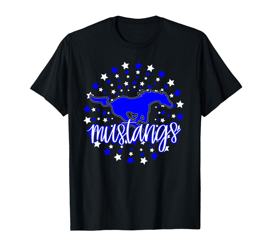 Mustangs School Spirit Stars Mustang Pride T-Shirt - Graphic Print Unisex - T-Shirt, Sweatshirt, Hoodie