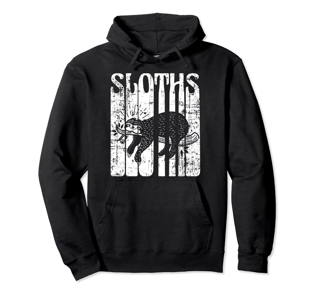 Sloth Spirit Animal Distressed Hoodie - Novelty Apparel for Adults - T-Shirt, Sweatshirt, Hoodie