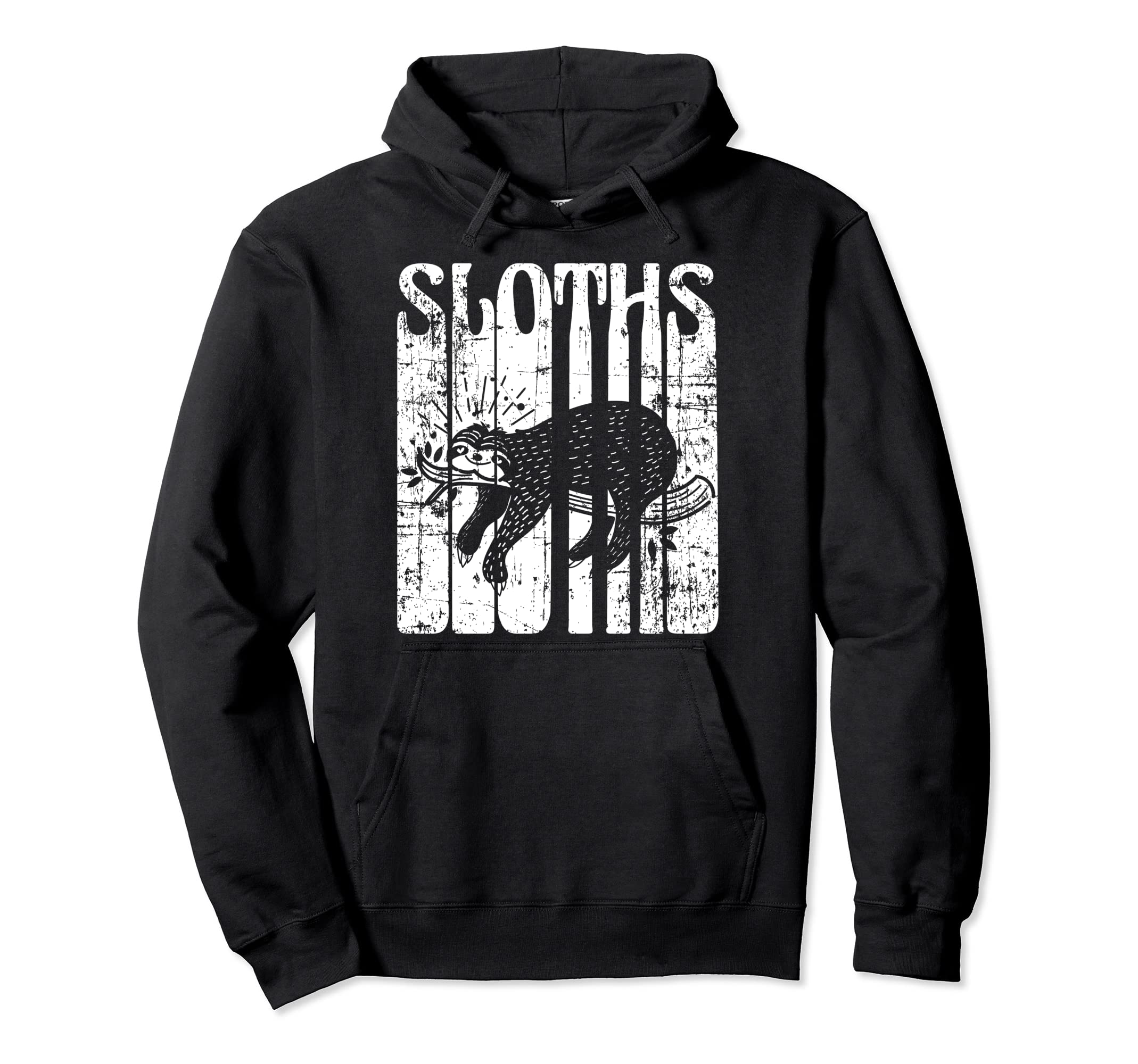 Sloth Spirit Animal Distressed Hoodie - Novelty Apparel for Adults - T-Shirt, Sweatshirt, Hoodie