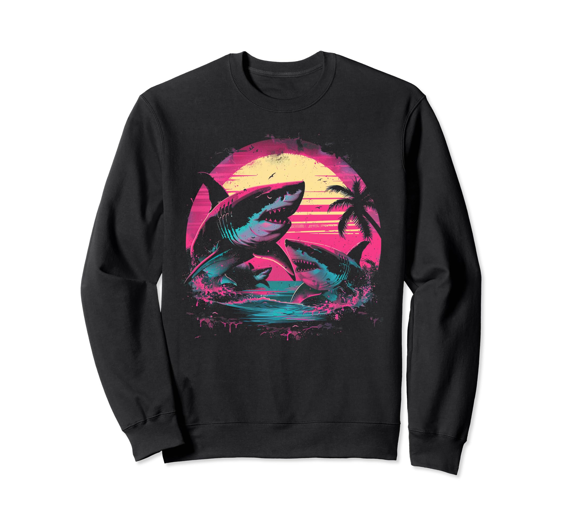 Shark Vaporwave Aesthetic Sweatshirt - Custom Art Print Men Women - T-Shirt, Sweatshirt, Hoodie