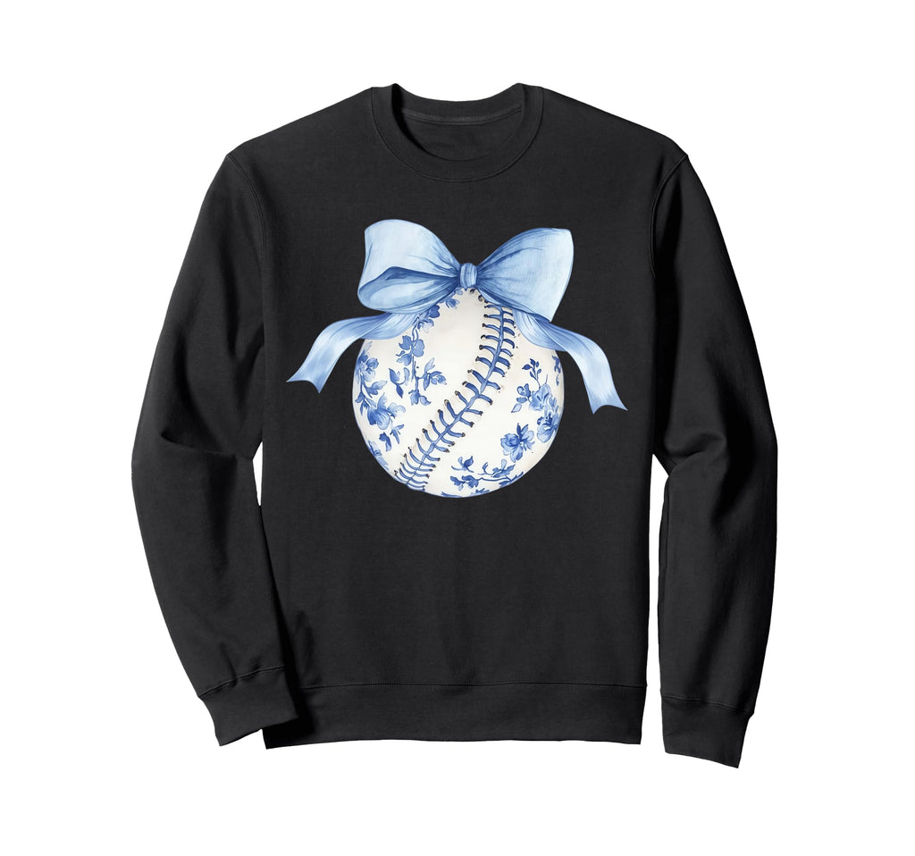 Blue Chinoiserie Baseball Coquette Sweatshirt - Trendy Graphic Men Women - T-Shirt, Sweatshirt, Hoodie