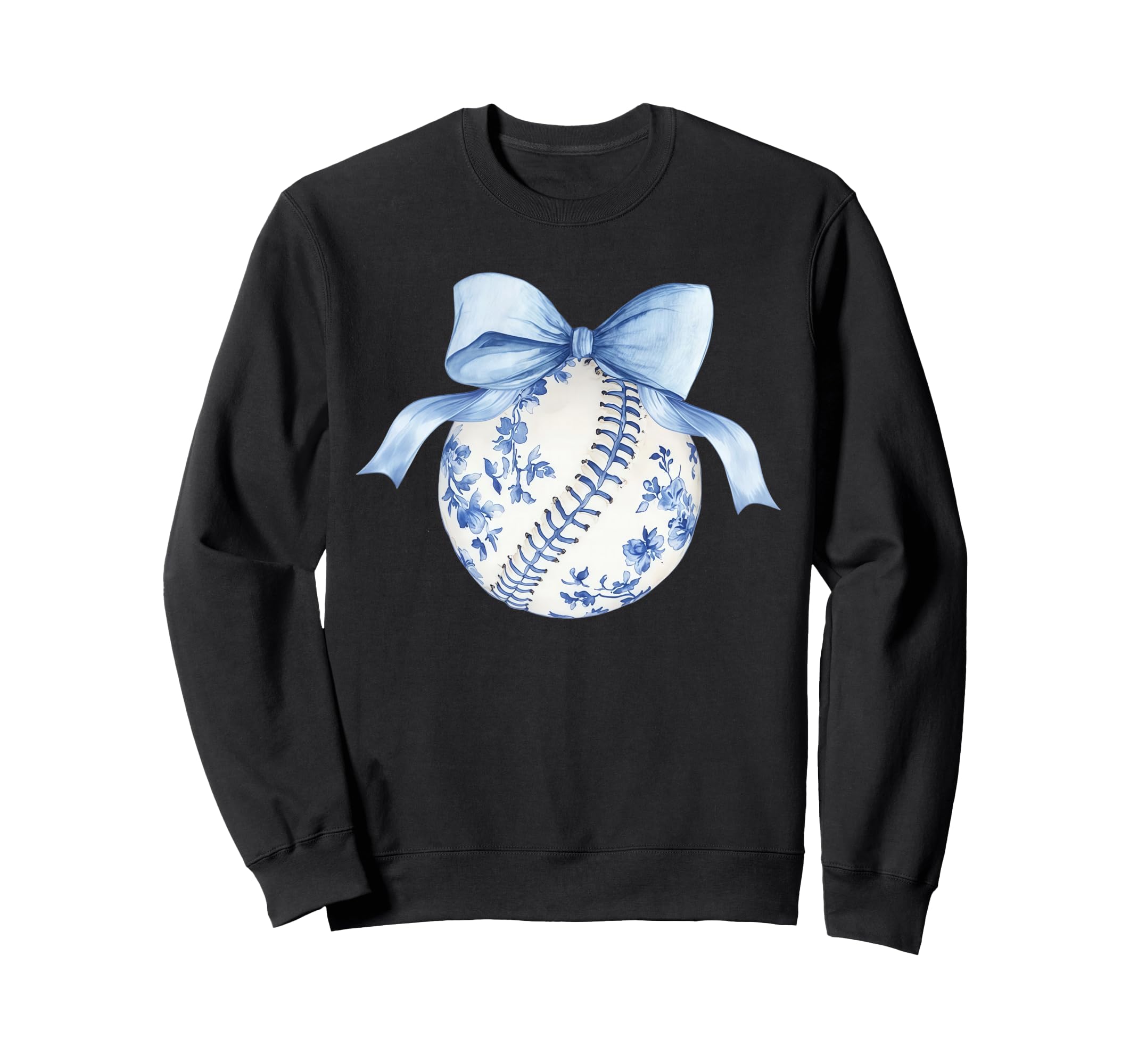 Blue Chinoiserie Baseball Coquette Sweatshirt - Trendy Graphic Men Women - T-Shirt, Sweatshirt, Hoodie